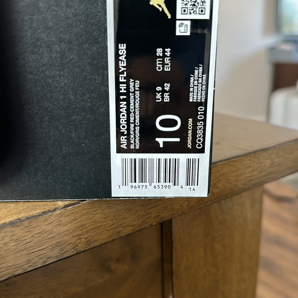 Air Jordan 1 Hi Flyease Black/Firered/Cement NIB Size 10 - Picture 7 of 7